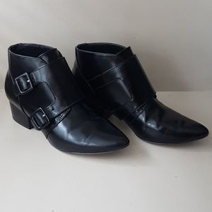 French Connection black leather booties